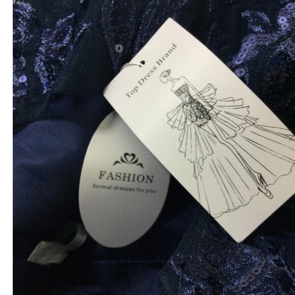 FORMAL XL 1X plus blue mother of bride gala lace sleeves knee dress NEW B112 - Picture 7 of 8